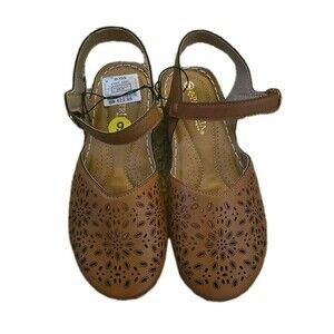 Patrizia Spring Step Size 9 Heeled Brown Sandal Tan Arch Support Non Slip Grip